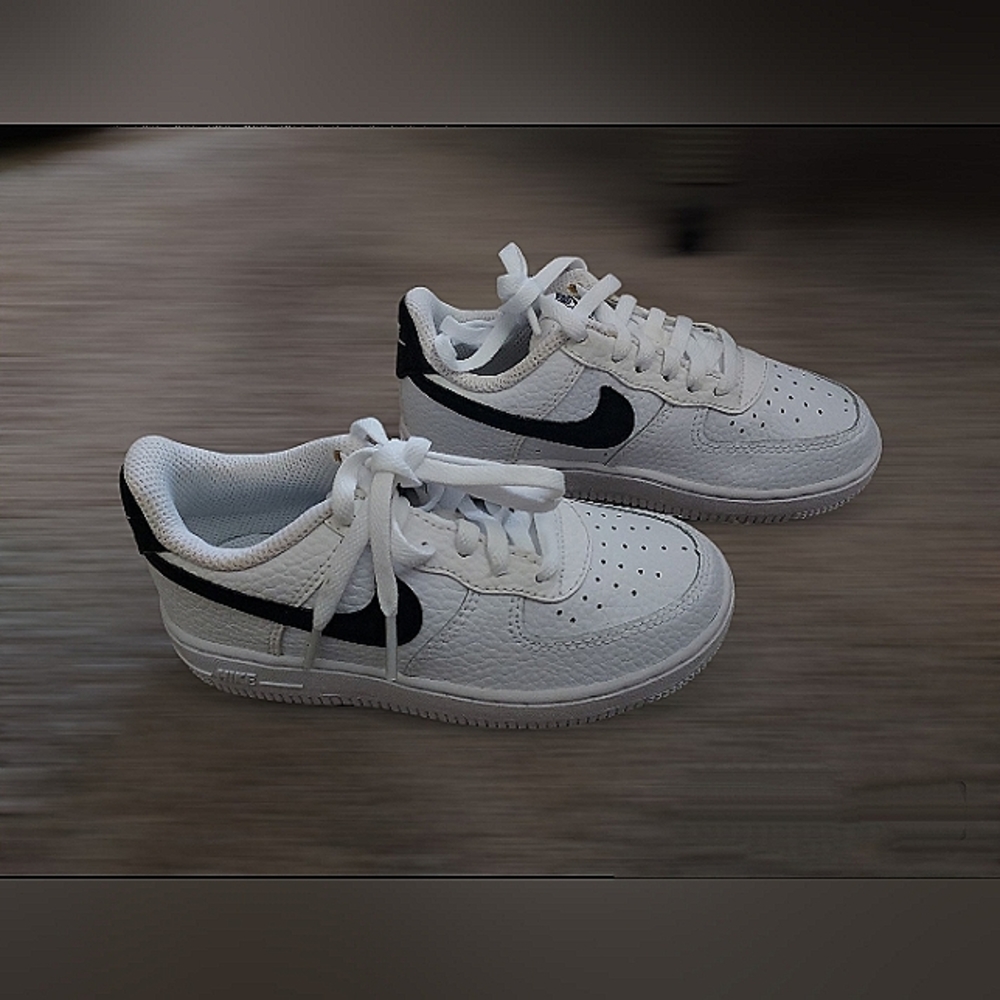 Boys White & Black Air Force Ones, Size 10.5C